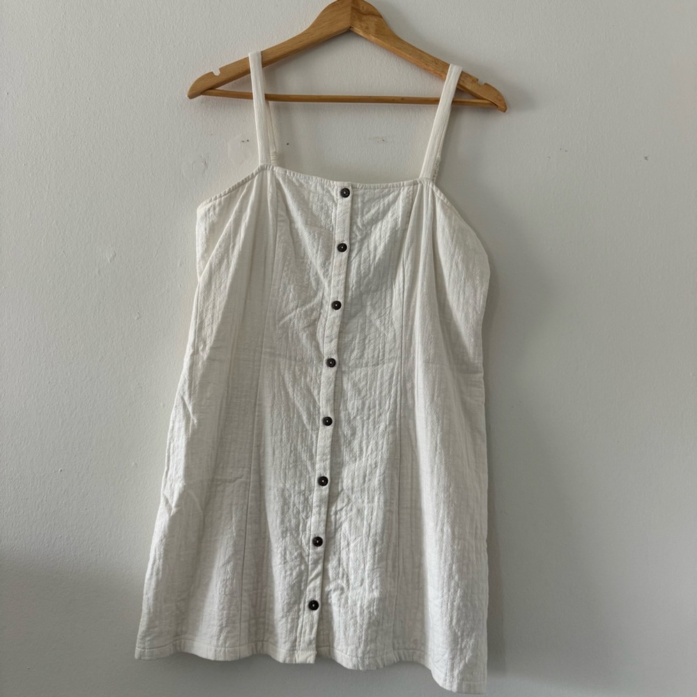 MINKPINK Cream Textured Button-Front Sundress Mini Large Cottage Cotton Boho